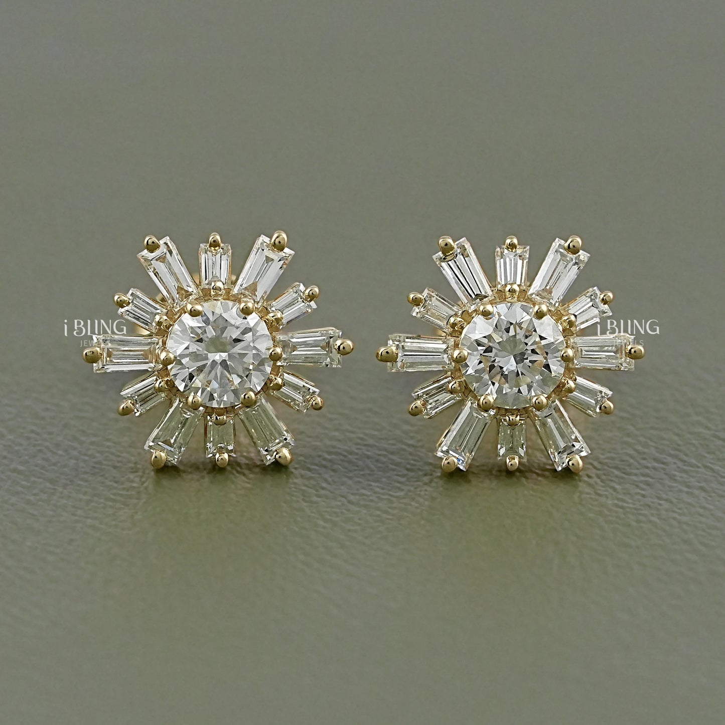 Round Lab Diamond Cluster Set Stud Earrings Stud