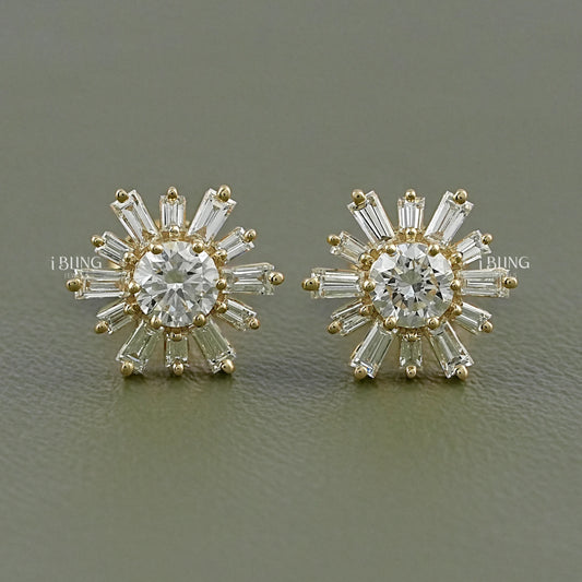Round Lab Diamond Cluster Set Stud Earrings Stud