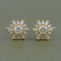 Round Lab Diamond Cluster Set Stud Earrings