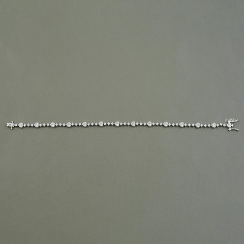 Heart & Round Cut Diamond Tennis Bracelet