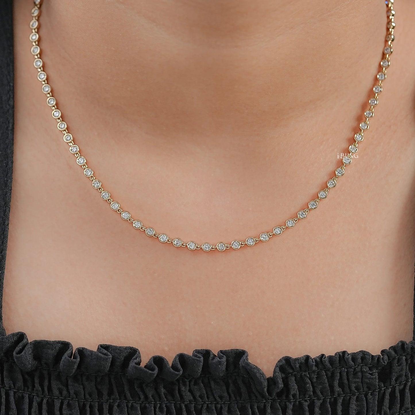 Round Lab Grown Diamond Tennis Necklace Necklace