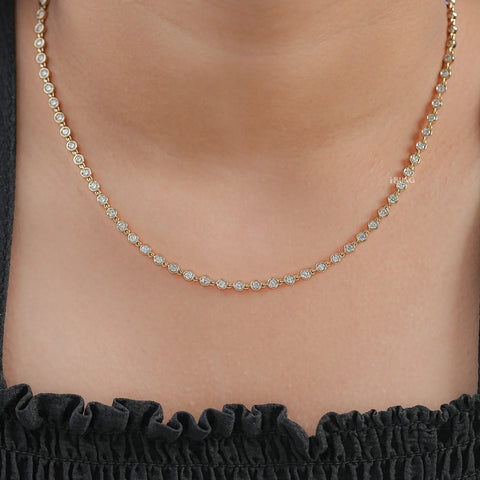 Round Lab Grown Diamond Tennis Necklace