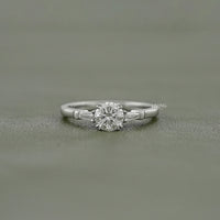 Round Cut Lab Diamond Three Stone Engagement Ring