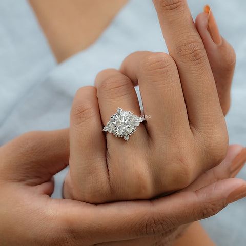 Round Cut Diamond Beads Engagement Ring