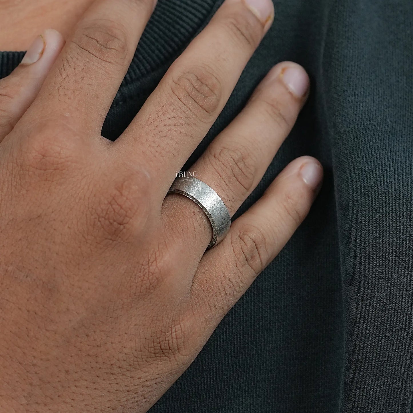 Round Cut Lab Grown Diamond Men's Wedding Band Men's Band