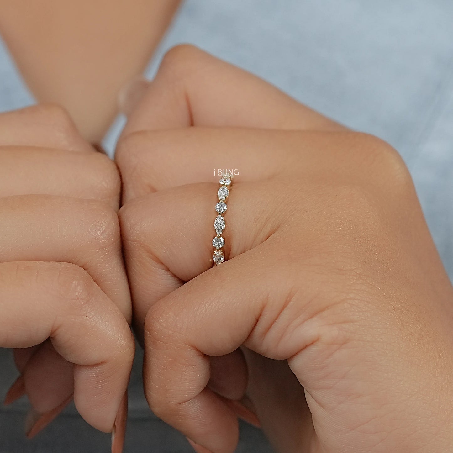 Marquise & Round Lab Grown Diamond Wedding Band Band