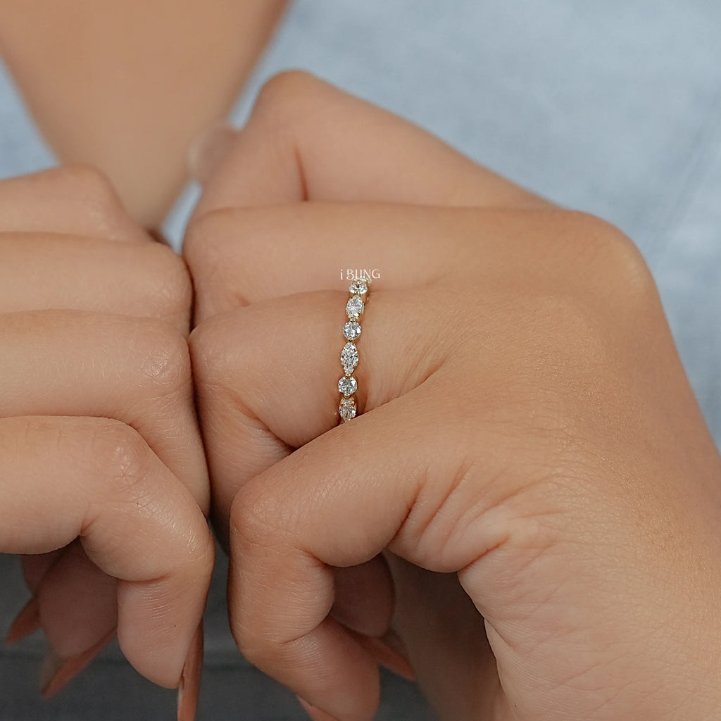 Marquise & Round Lab Grown Diamond Wedding Band