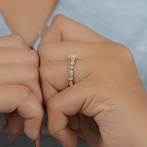 Marquise & Round Lab Grown Diamond Wedding Band