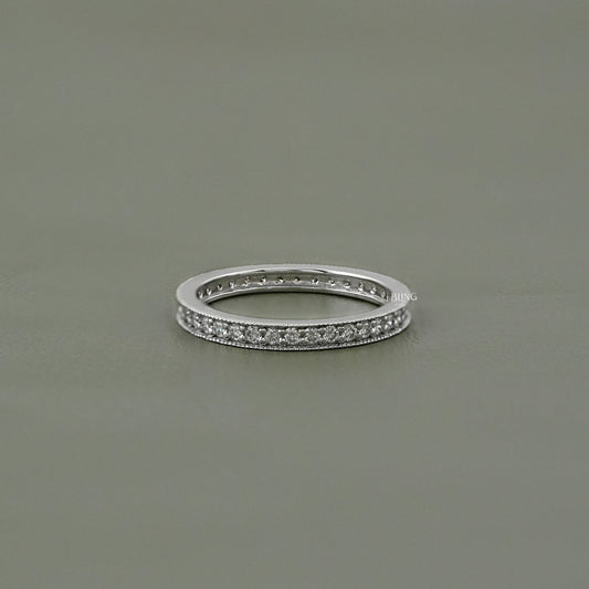Round Diamond Pave Set Eternity Wedding Band