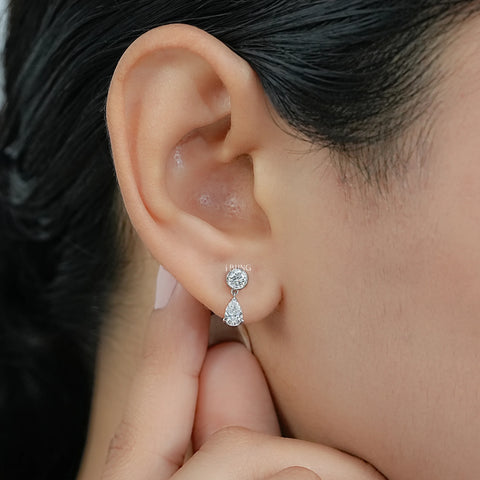 Pear Cut Lab Diamond Dangle Drop Earrings