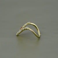 Yellow Gold Ruby & Round Diamond Wishbone Ring