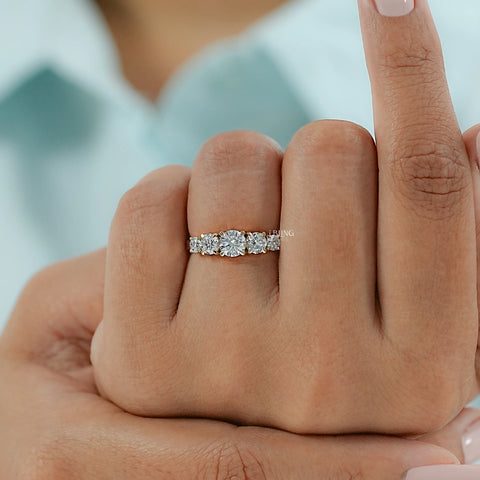 Round Lab Grown Diamond Five Stone Engagement  Ring