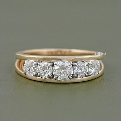 Round Five Stone Channel Set Diamond Wedding Band