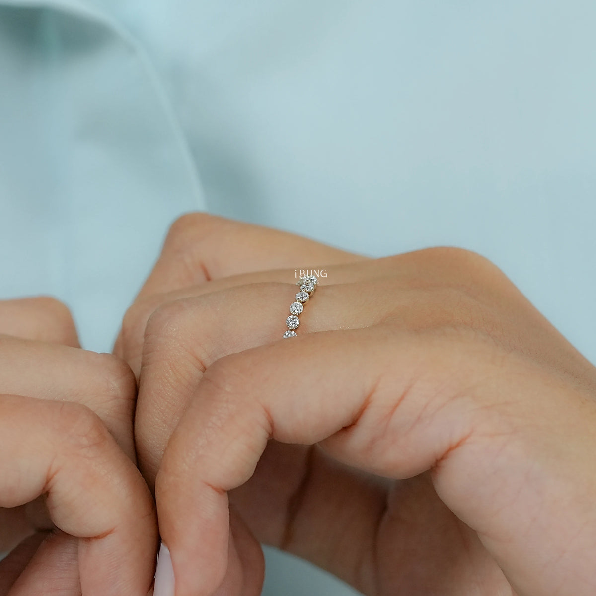 Round Cut Lab Diamond Curved Wedding Band Band
