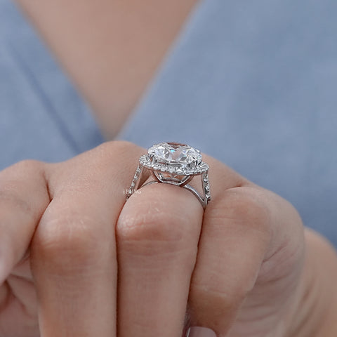 Round Cut Lab Diamond Halo Engagement Ring