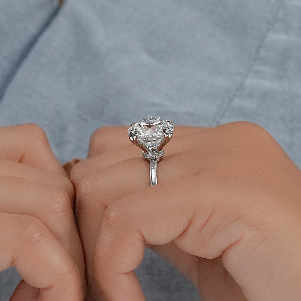 Round Cut Diamond Hidden Halo Solitaire Ring