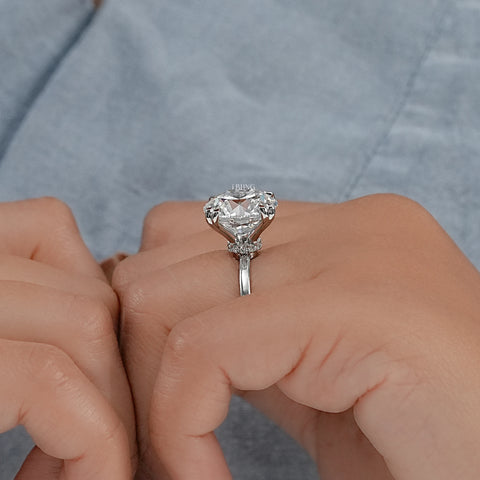 Round Cut Diamond Hidden Halo Solitaire Ring