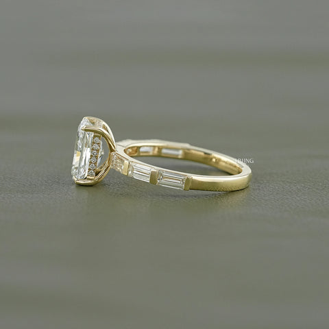 Radiant And Baguette Lab Diamond Solitaire Accent Ring