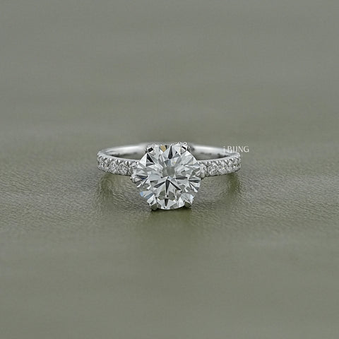 Round Cut Lab Diamond Hidden Halo Solitaire Ring