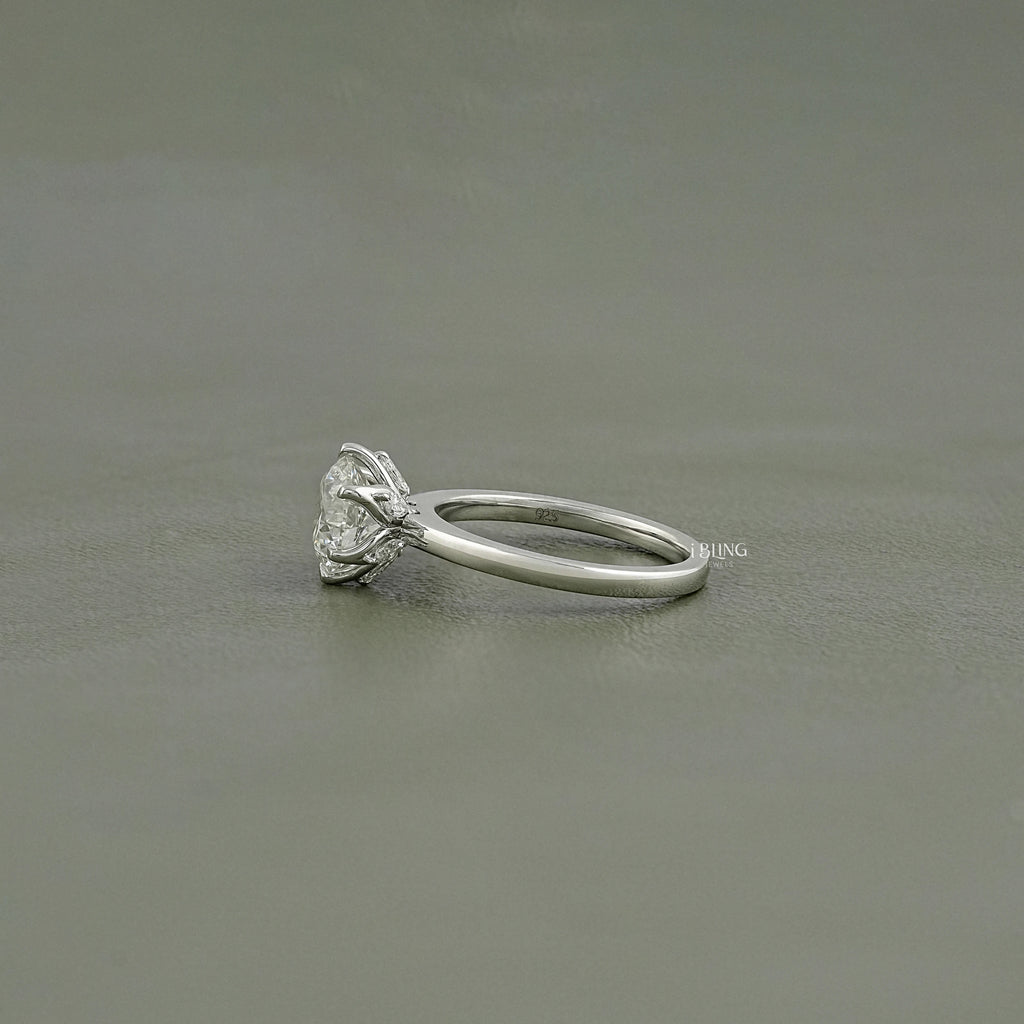 Round Cut Lab Diamond Solitaire Engagement Ring