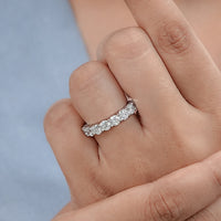 Round Cut Lab Grown Diamond Half Eternity Wedding Band