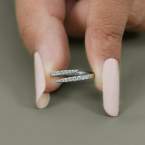 Round Lab Diamond Open Wrap Bypass Ring
