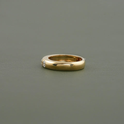 Three Stone Round Cut Flush Set Wedding Band