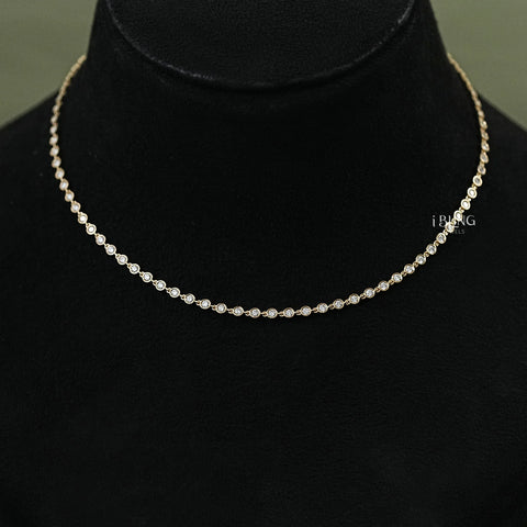 Round Lab Grown Diamond Tennis Necklace
