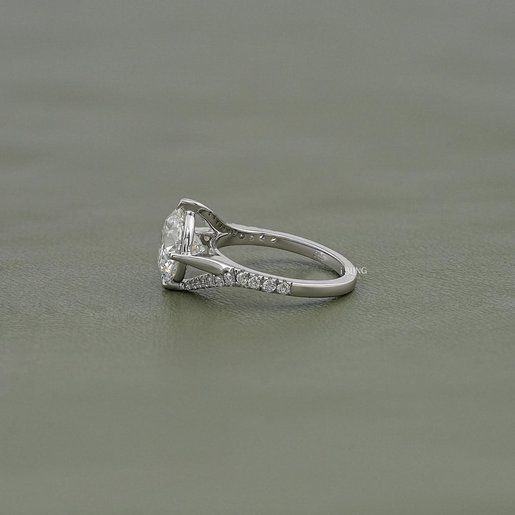 Round Cut Diamond Bypass Accent Engagement Ring