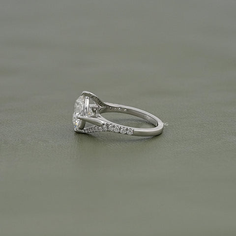 Round Cut Diamond Bypass Accent Engagement Ring