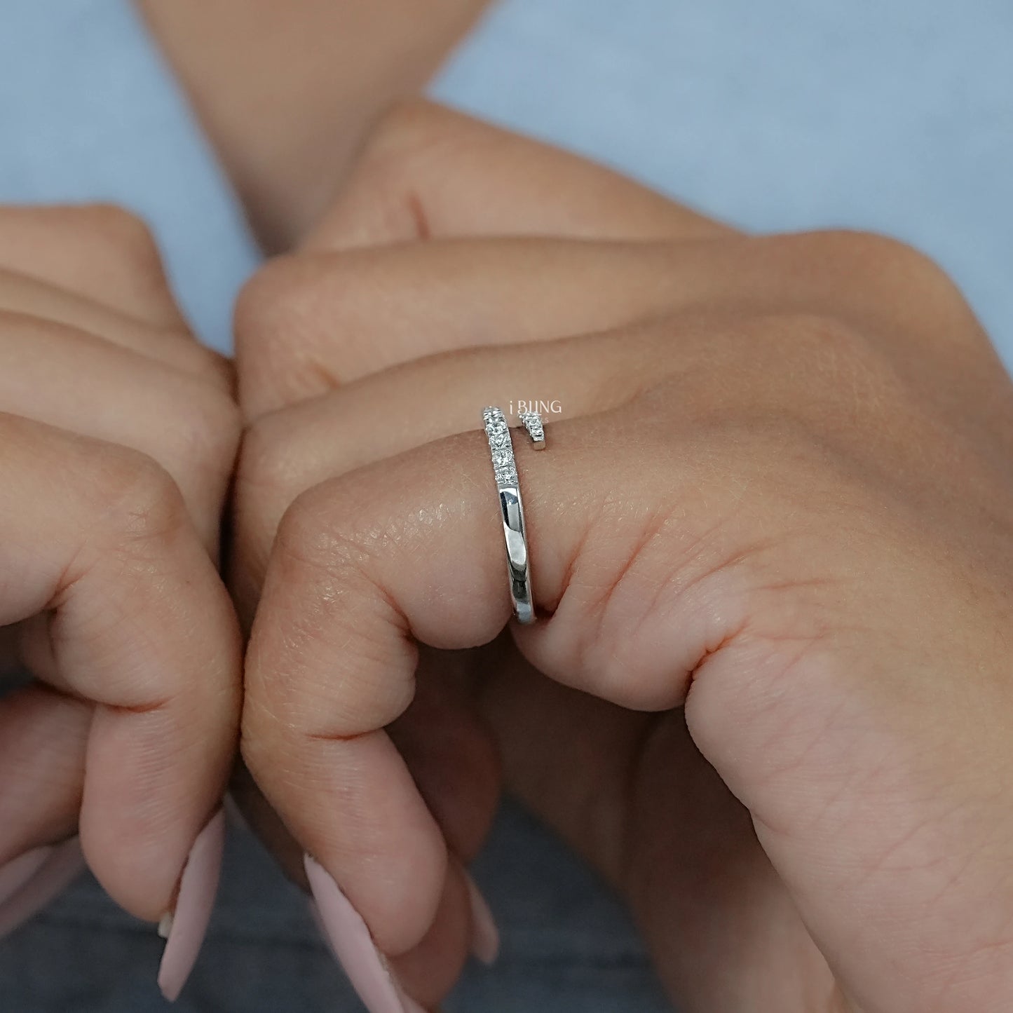 Round Lab Diamond Open Wrap Bypass Ring