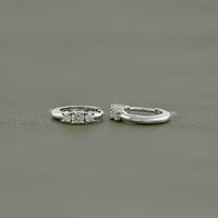 Round Three Stone Lab Diamond Hoop Earring