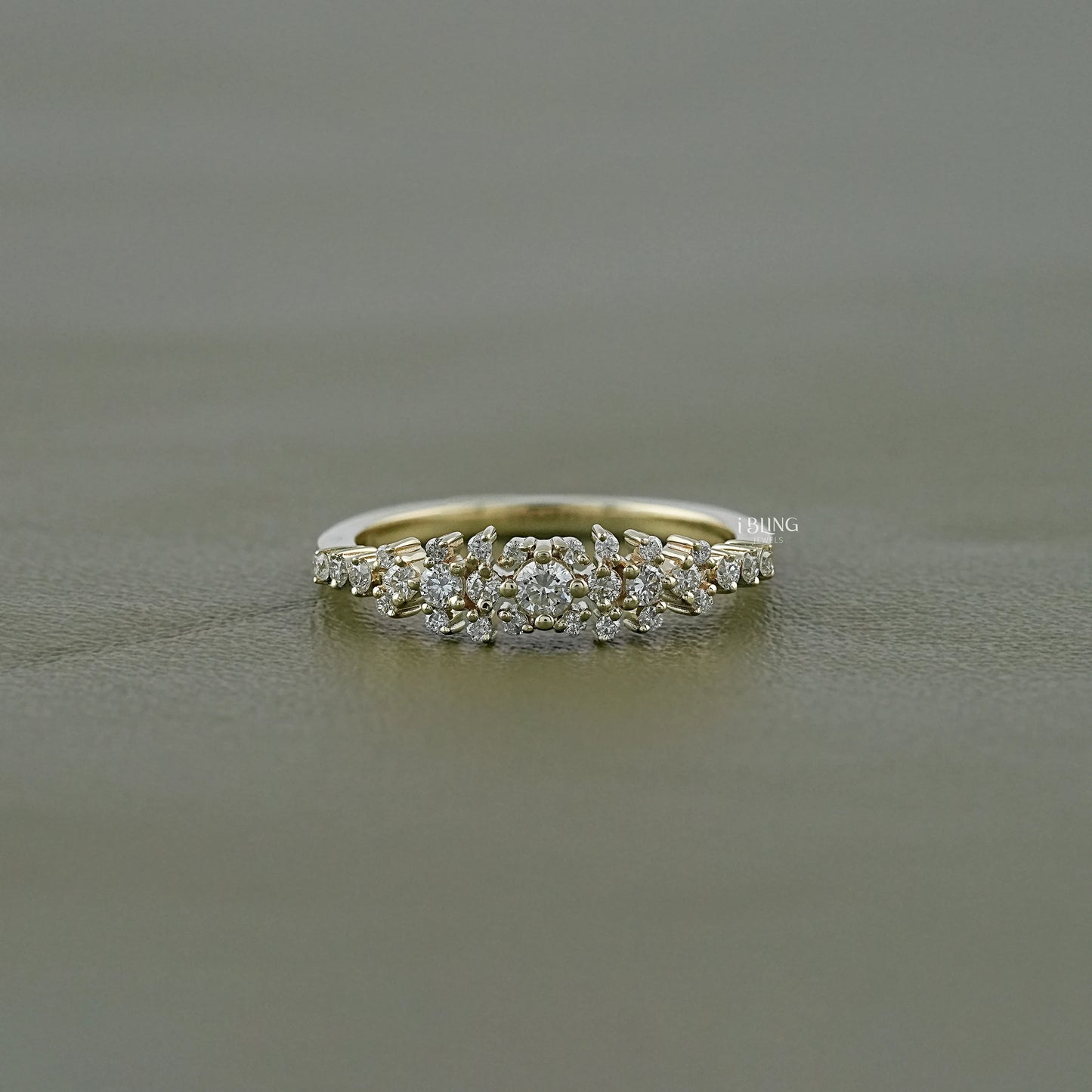 Round Lab Diamond Cluster Wedding Band