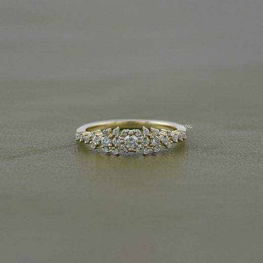 Round Lab Diamond Cluster Wedding Band