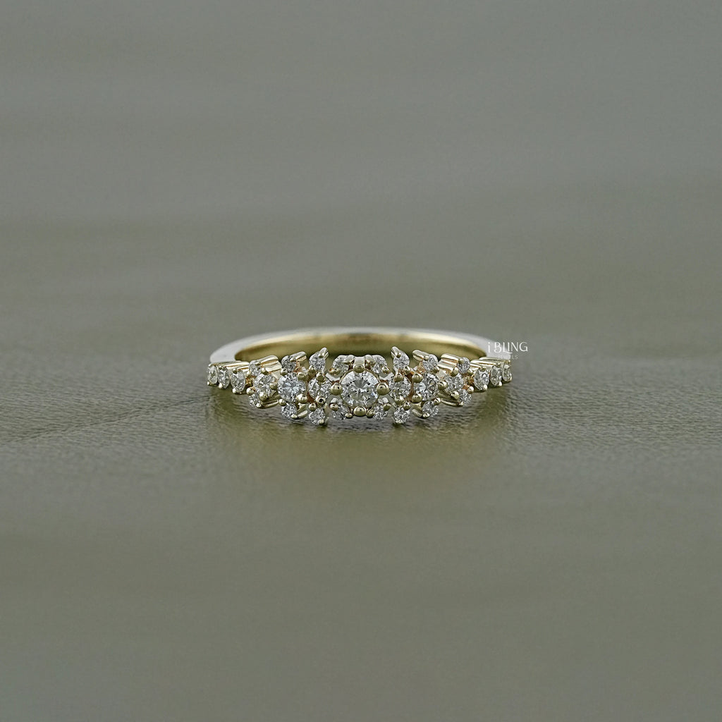 Round Lab Diamond Cluster Wedding Band