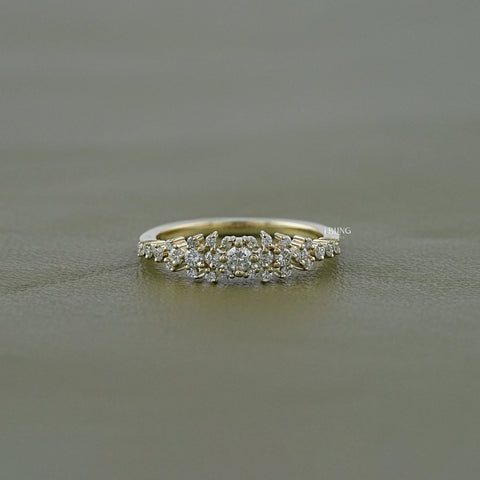 Round Lab Diamond Cluster Wedding Band