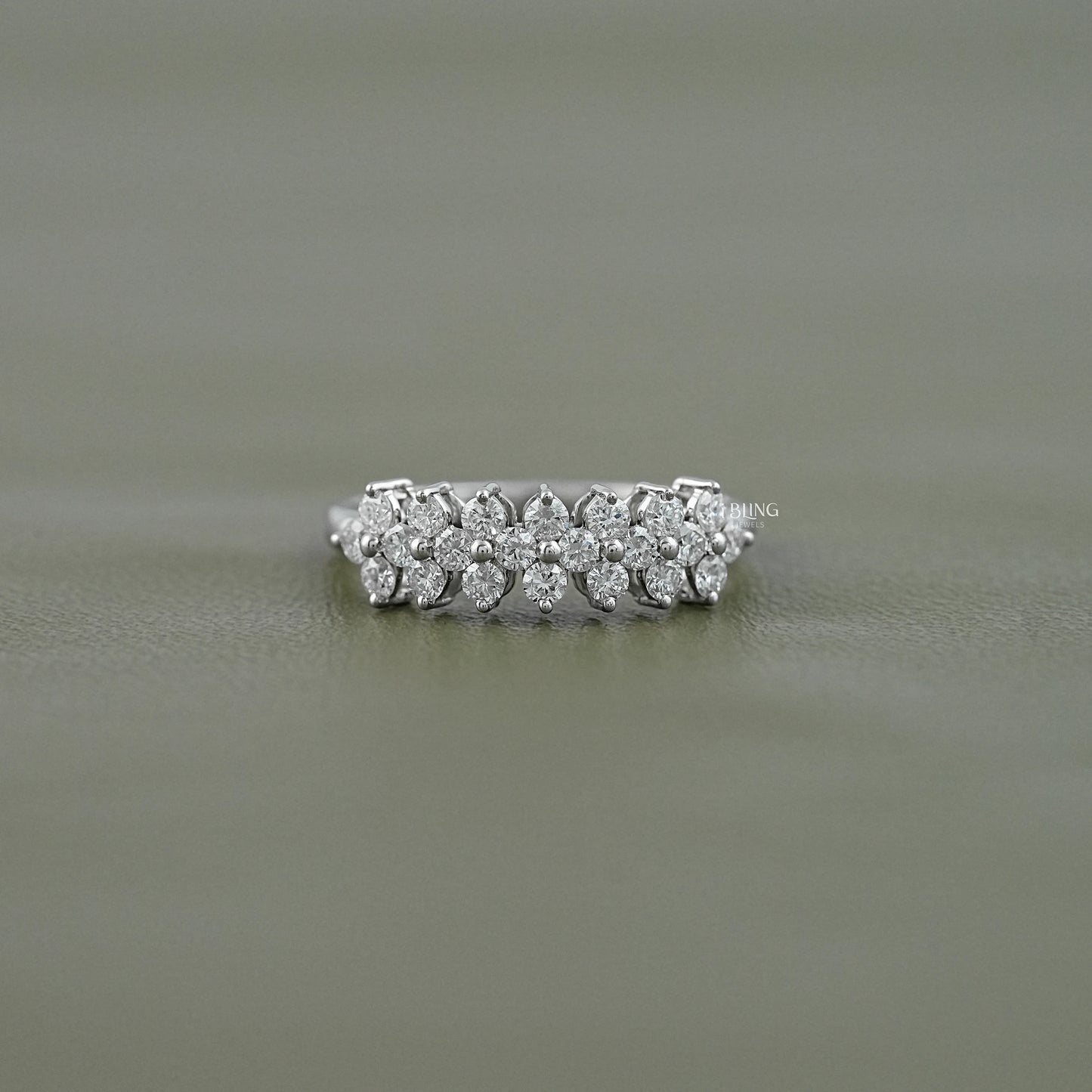 iBling Jewels Women round lab diamond cluster band crafted for modern brides