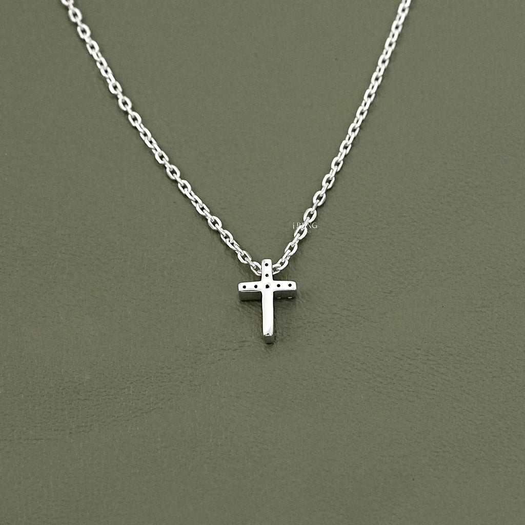 Round Lab Diamond Cross Pendant