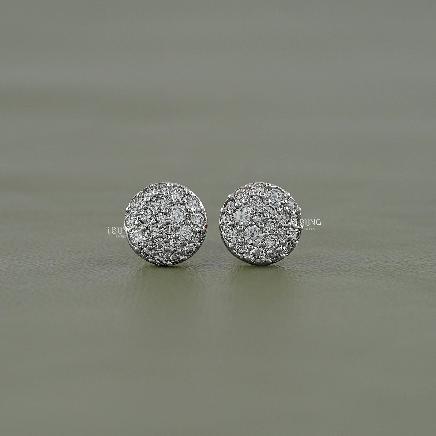 Round Lab Diamond Cluster Stud Earrings