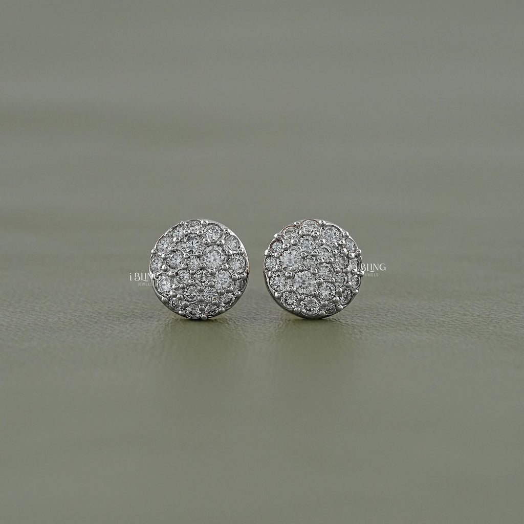 Round Lab Diamond Cluster Stud Earrings
