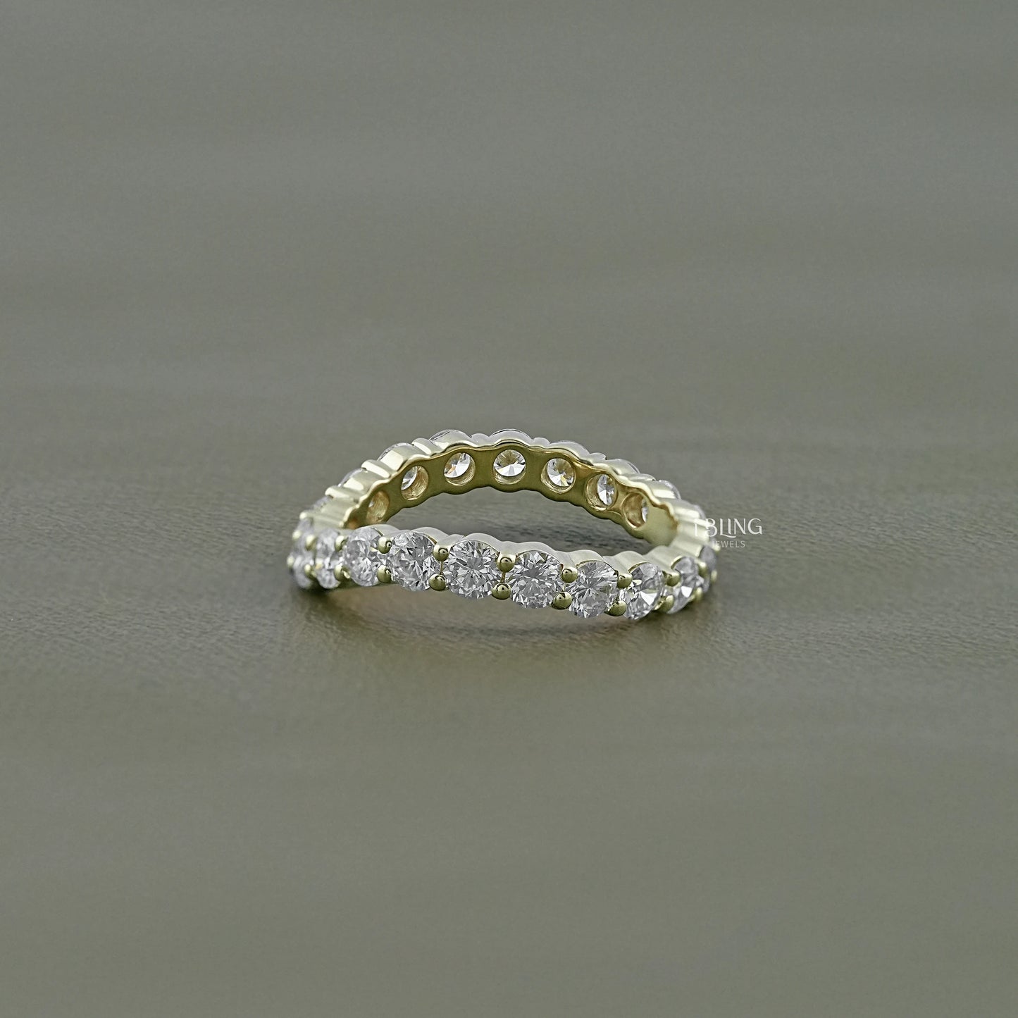 Round Lab Grown Diamond Curved Wedding Band Full Eternity