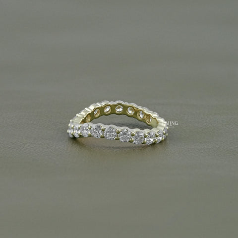 Round Lab Grown Diamond Curved Wedding Band