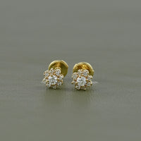 Round Lab Diamond Floral Style Halo Stud Earrings