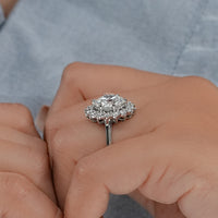 Round Cut Lab Diamond  Halo Engagement Ring