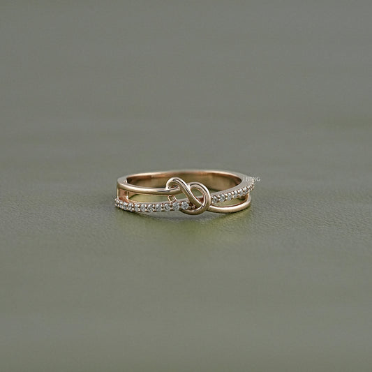 iBling Jewels women round cut lab grown diamond knot wedding band