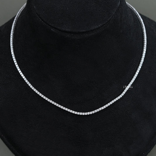 iBling Jewels Round Lab Grown Diamond Tennis Necklace with prong setting, perfect for gift or wedding