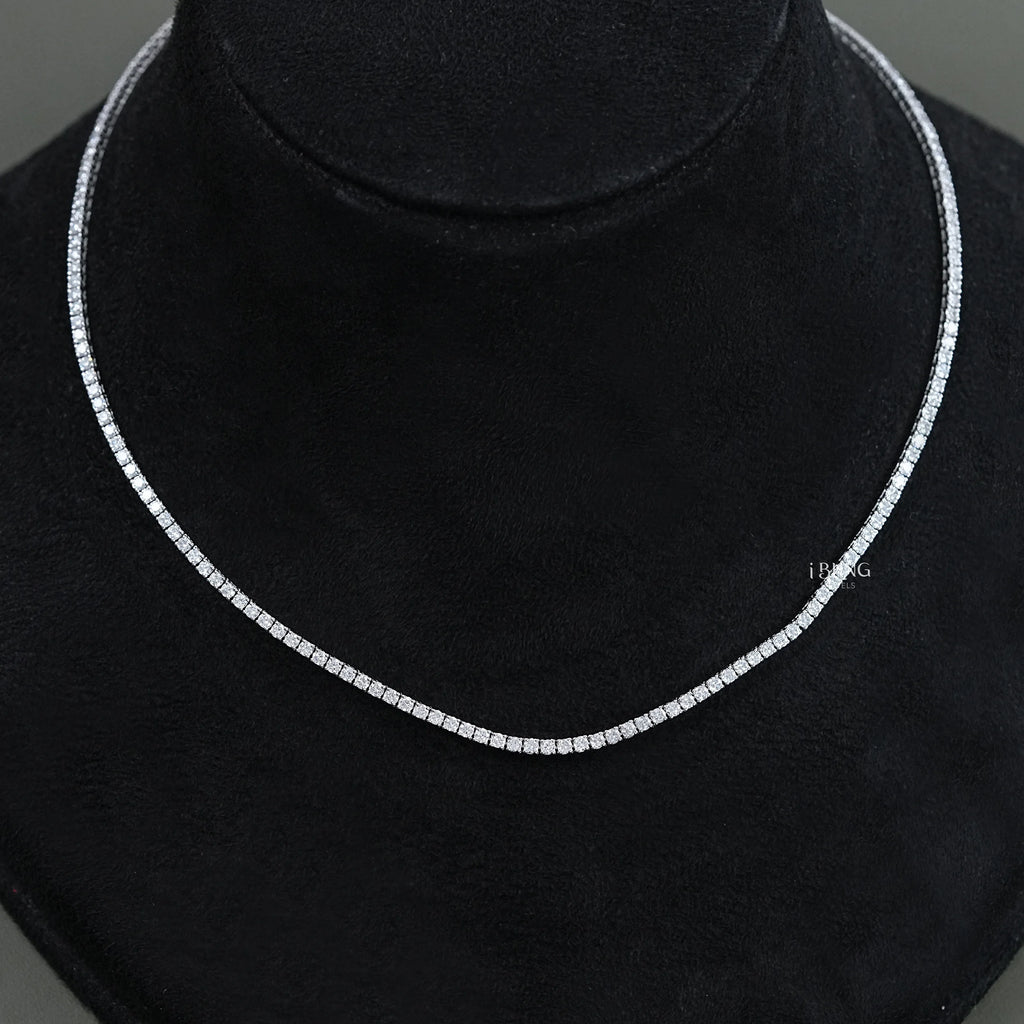 Round Lab Grown Diamond Tennis Necklace