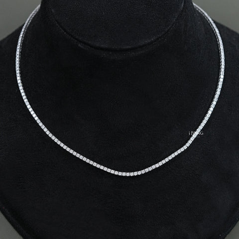 Round Lab Grown Diamond Tennis Necklace