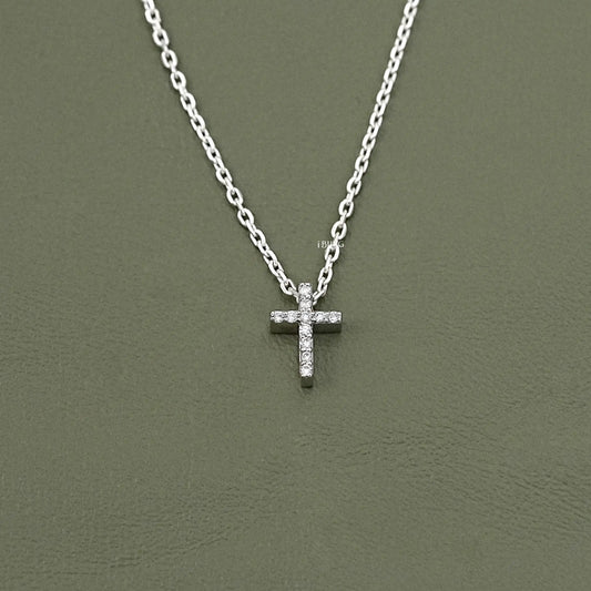 Round Lab Diamond Cross Pendant
