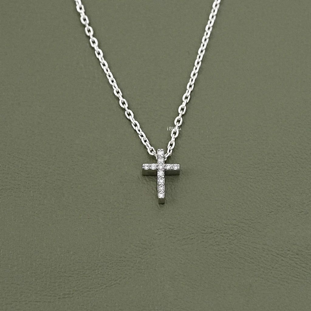 Round Lab Diamond Cross Pendant